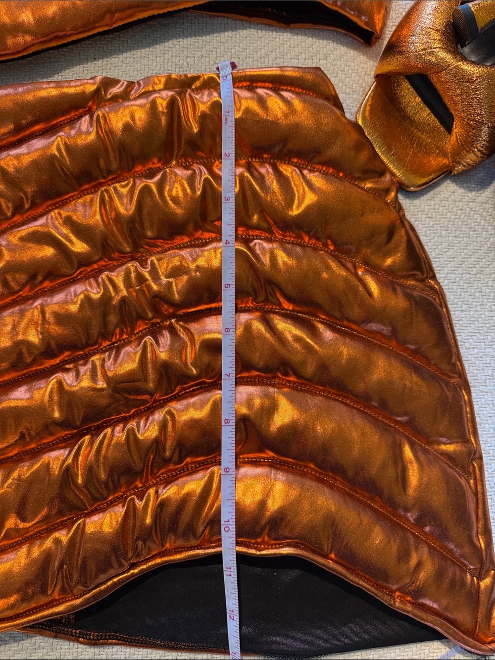 Iridescent Copper Quilted Crop Top & Mini Skirt Set - Picture 3 of 5